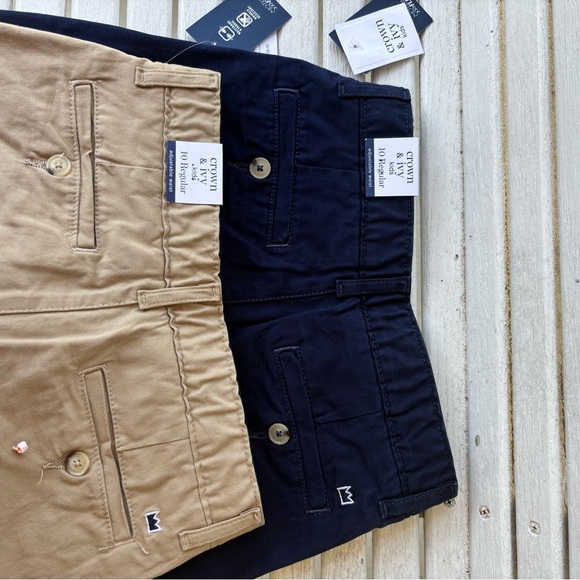 Boys crown & ivy school uniform shorts navy and khaki adjustable waist sz 10 NWT - Picture 4 of 4